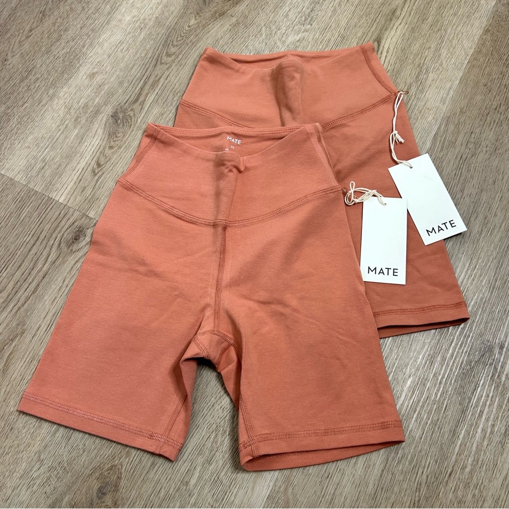 NWT MATE The Label Bundle of 2 Organic Stretch Biker Short in Rose Size XS - Picture 5 of 7
